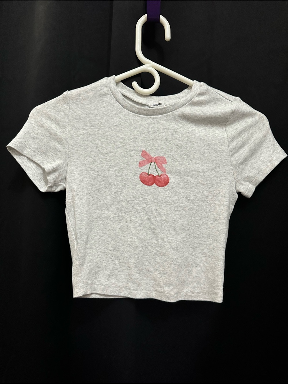Garage Coquette Bow Cherry Graphic Crop Top Tee